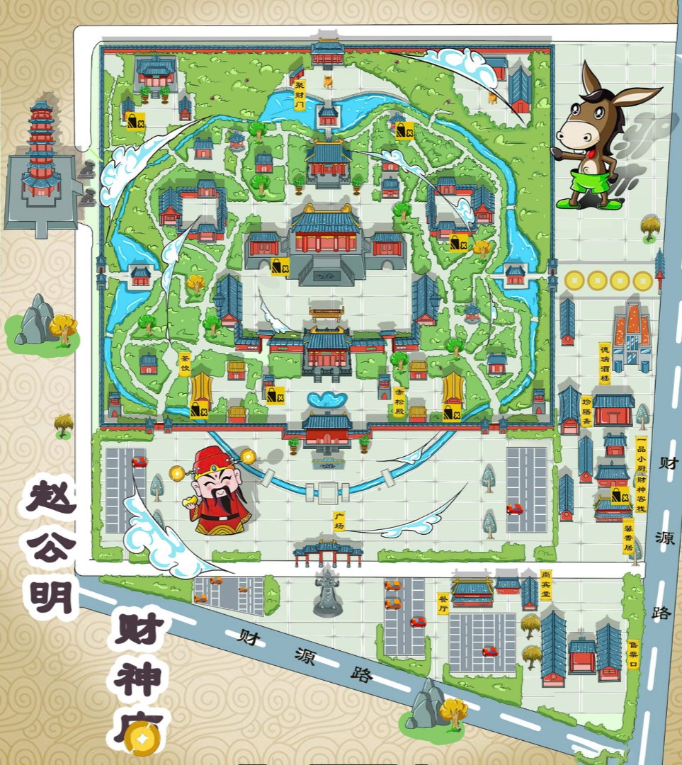 荣昌寺庙类手绘地图